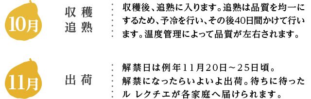 10月、11月の作業工程